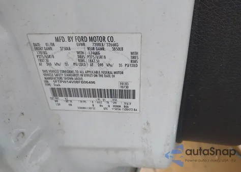 2008 Ford F-150 60Th Anniversary/Fx4/King Ranch/Lariat/Xlt from USA, damaged, VIN 1FTPW14V08FB06496